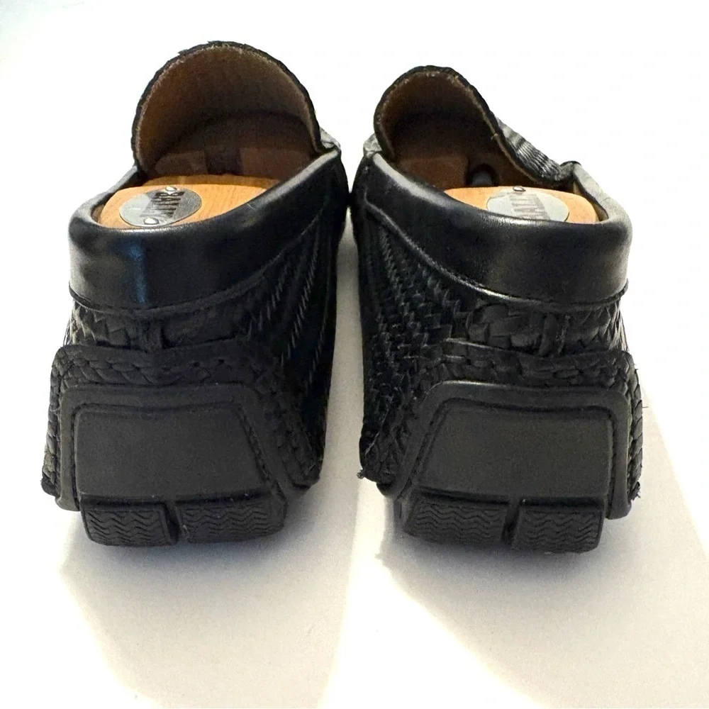 ANDREA VIVIANI Black Woven Leather Loafers